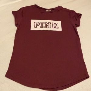 Maroon Logo T-shirt by PINK in XS